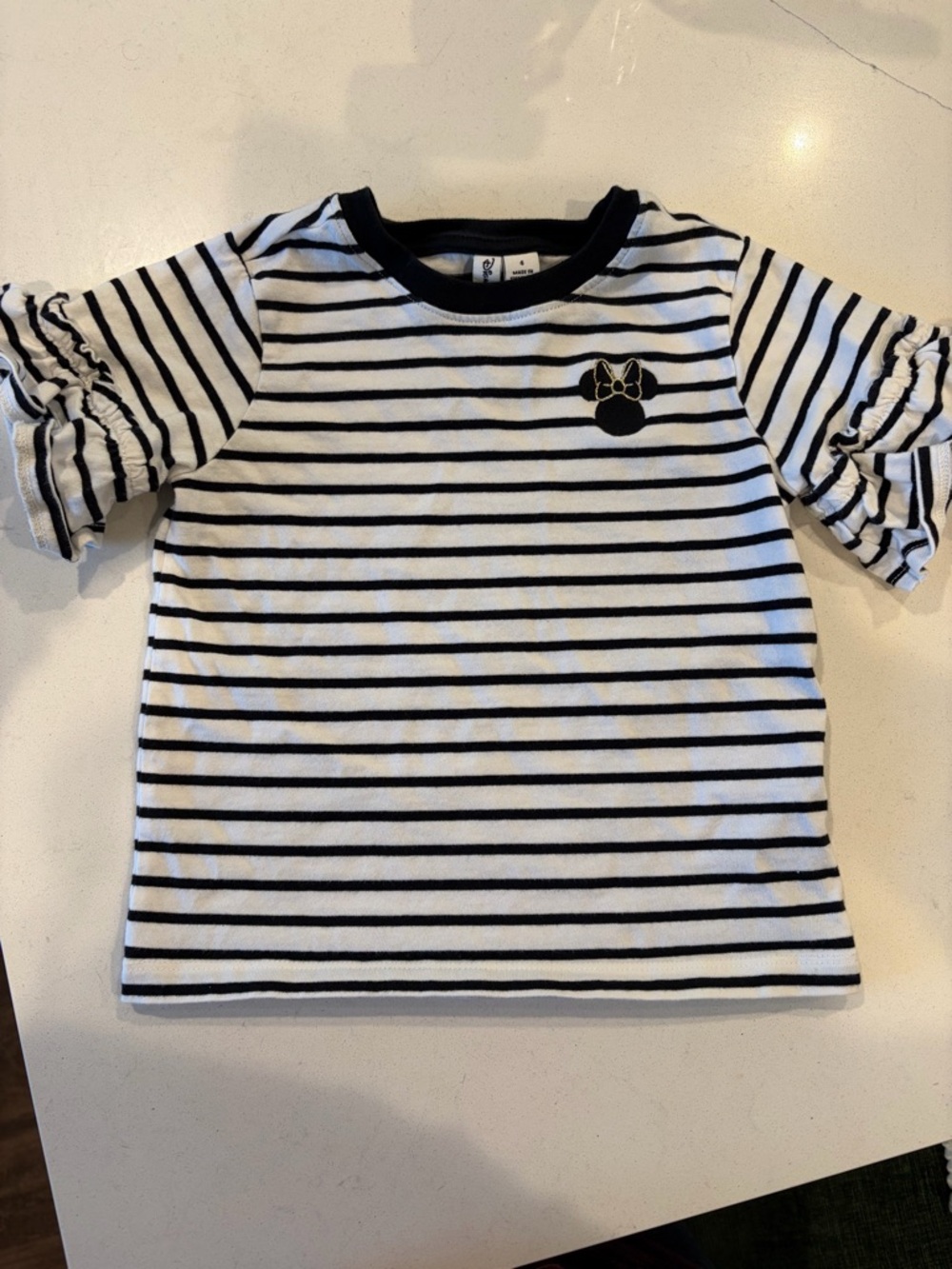 Striped Black & White Ruffle Sleeve  Disney Kids Top